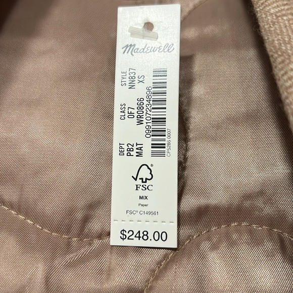 Madwell Wool Quilted Bomber Jacket Sz. XS - Picture 9 of 9